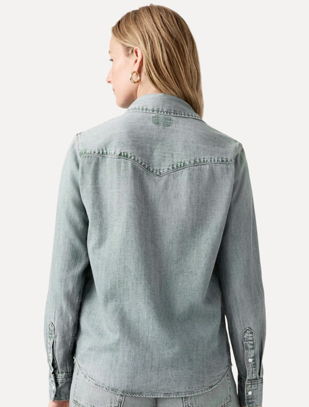Camisa Levis Masculina Jeans Manga Curta Relaxed Fit Western Stoned Cinza