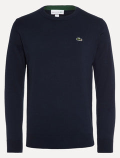 Suéter Lacoste Masculino Classic Fit Gola Redonda Lisa Logo Azul Marinho