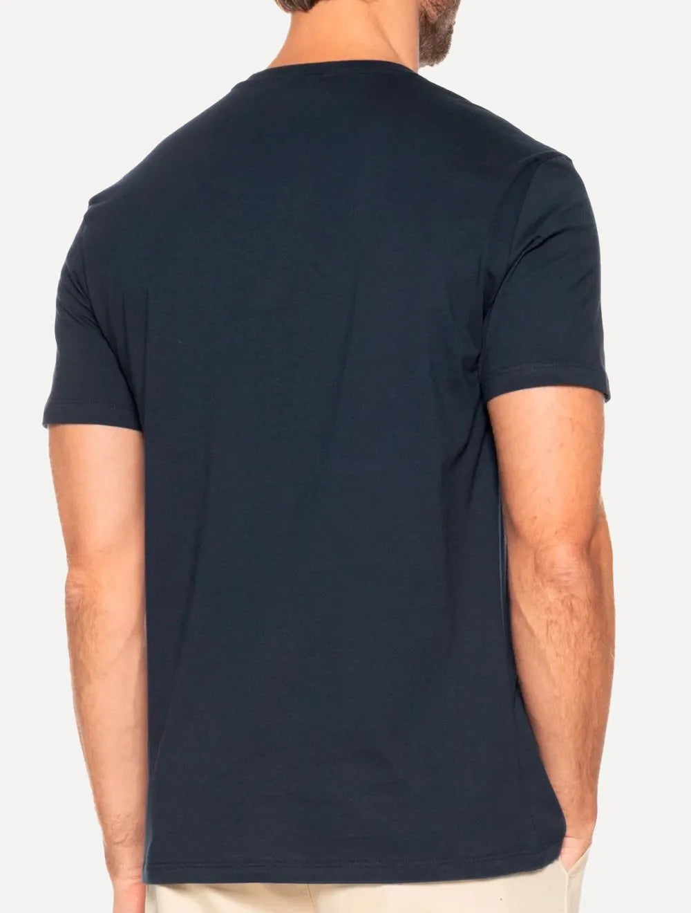 Camiseta Tommy Jeans Masculina Embroidered Signature Center Azul Marinho
