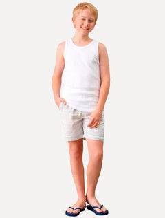 Bermuda Calvin Klein Jeans Infantil Elástico Listras Azul Claro/Caqui Claro