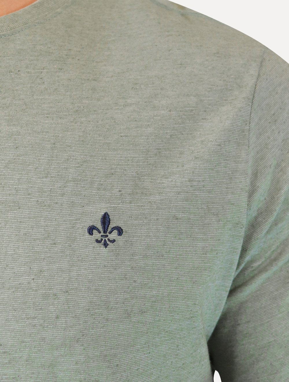 Camiseta Dudalina Masculina Mini Stripes Dark Logo Verde Médio