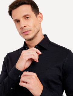 Camisa Aramis Masculina Slim Tricoline Black Stretch Preta