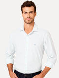 Camisa Dudalina Masculina Comfort Superfine Cotton Listrada Light Azul Claro