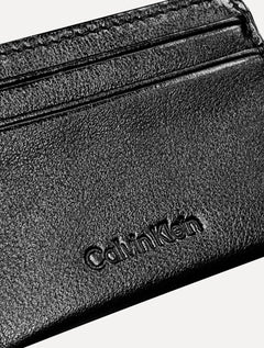 Carteira Calvin Klein Porta Cartão Couro Básico CK Queima Preta