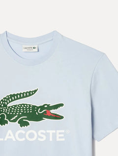 Camiseta Lacoste Masculina Jersey Croco Signature Logo Azul Claro