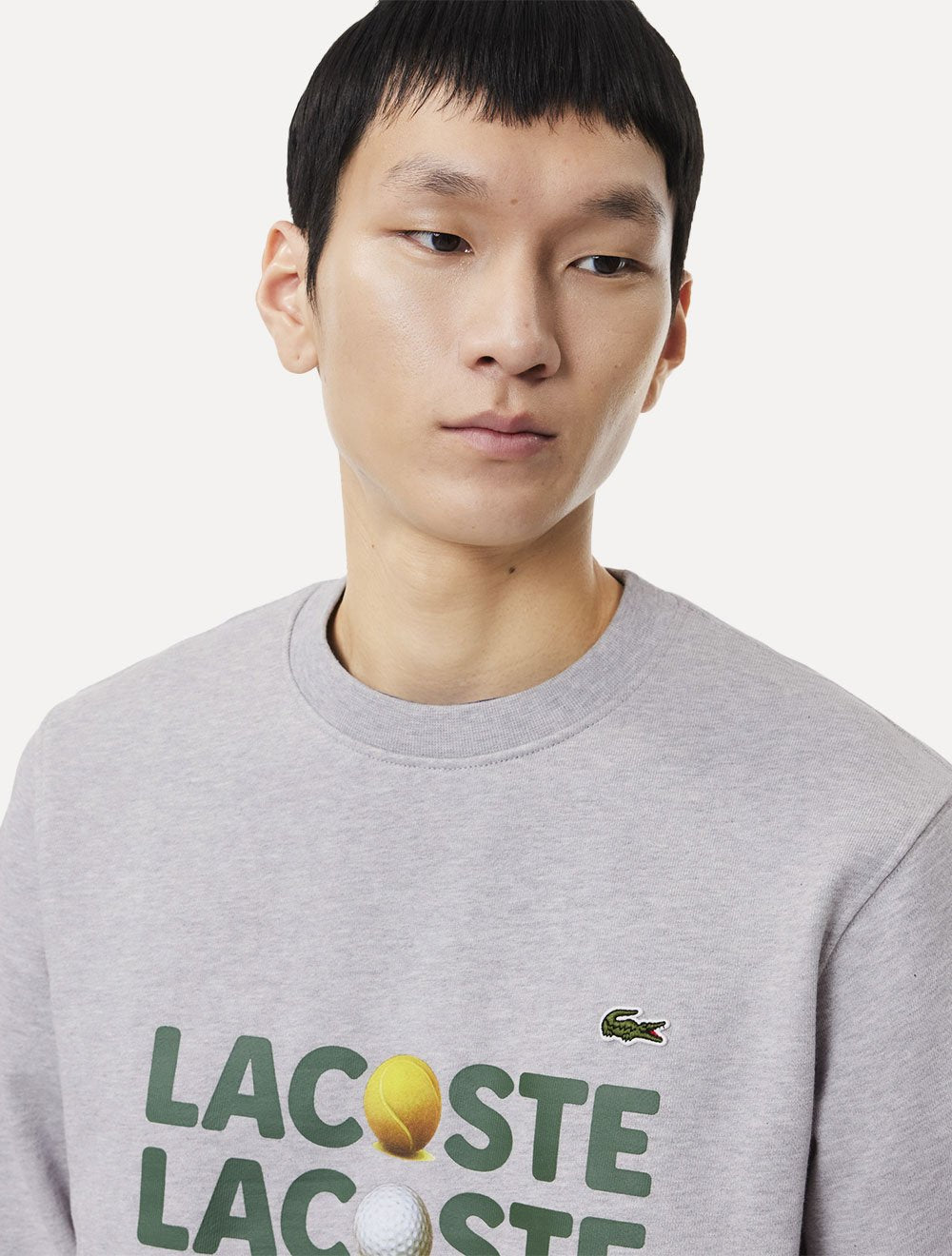 Moletom Lacoste Masculino Heavy Cotton Ball Print Cinza Mescla