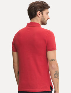 Polo Tommy Hilfiger Masculina Piquet Regular Placket Vermelha