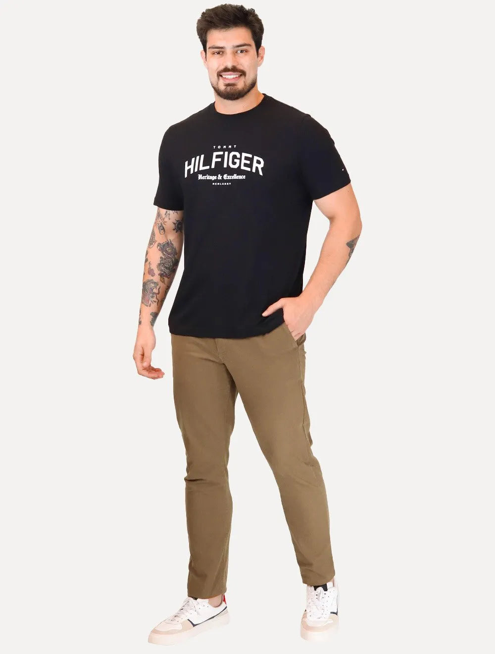 Calça Aramis Masculina Chino Slim Maquinetada Marrom