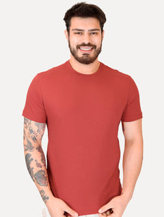 Camiseta Aramis | Masculina Basic Lisa Mono Logo Vermelha