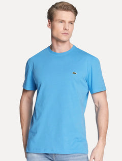 Camiseta Lacoste Masculina Classic Pima Cotton Logo Azul Turquesa