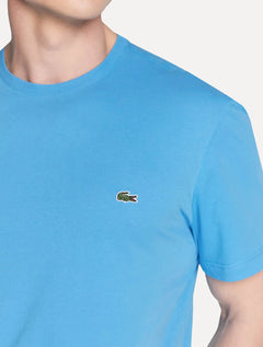 Camiseta Lacoste Masculina Classic Pima Cotton Logo Azul Turquesa