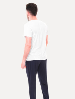 Pijama Tommy Hilfiger Masculino Manga Curta Calça Essentials Set Branco/Marinho