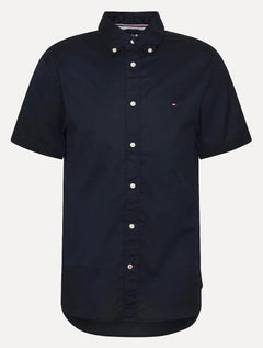Camisa Tommy Hilfiger Masculina Manga Curta Classic Collar Azul Marinho