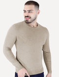 Suéter Calvin Klein Jeans Masculino Crewneck Tricot Mini Logo Cáqui Mescla
