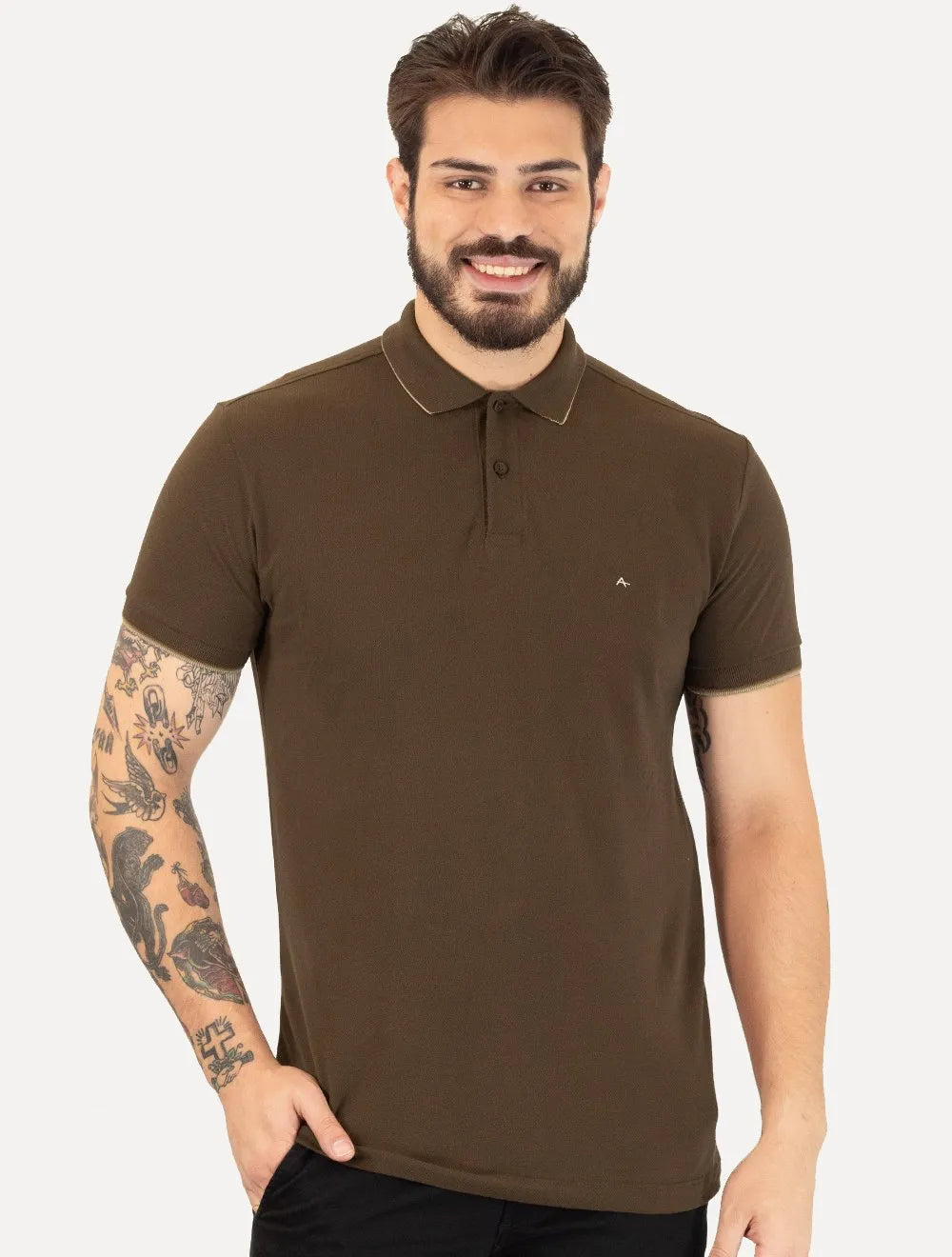 Polo Aramis Masculina Piquet Inner Frieze Marrom