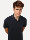 Polo Aramis Piquet Blue Stripes Collar Tipped Azul Marinho