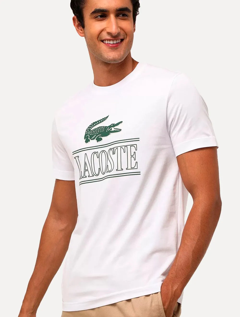 Camiseta Lacoste Masculina Heavy Cotton Jersey Vintage Branca
