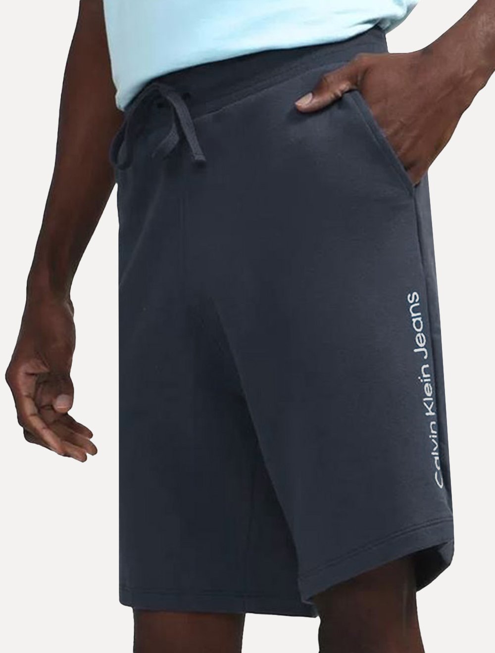 Bermuda Calvin Klein Masculina Moletom Lateral Big New Logo Azul Marinho