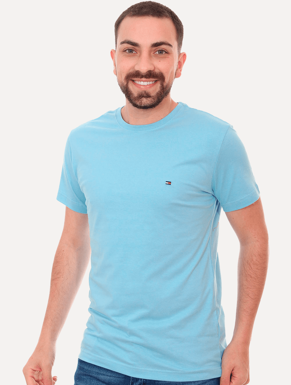 Camiseta Tommy Hilfiger Masculina Essential Cotton Azul Celeste