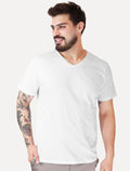 Camiseta Dudalina Masculina V-Neck Essential Gray Icon Branca