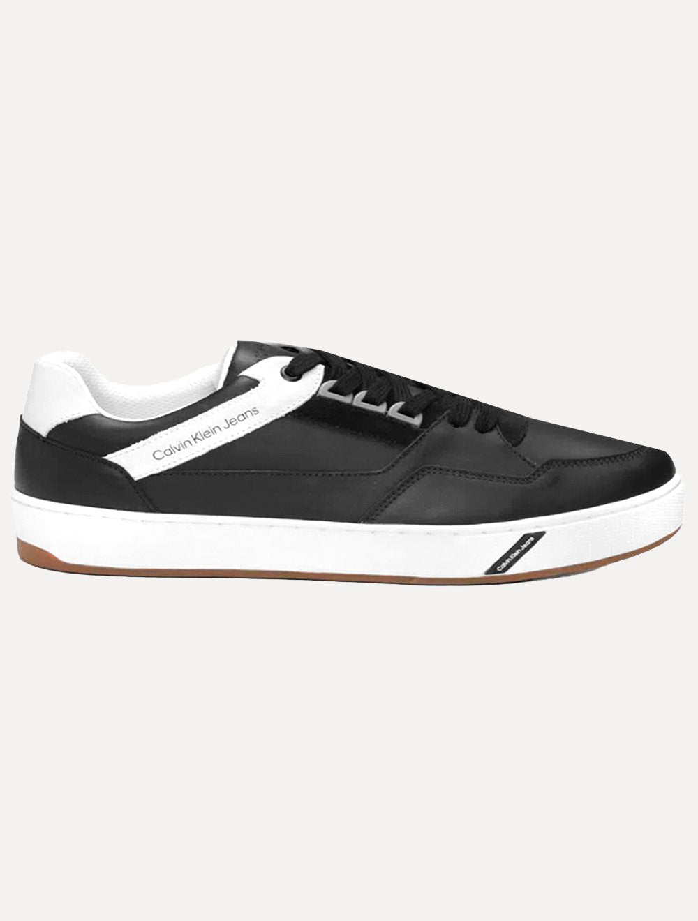 Tênis Calvin Klein Jeans Masculino Couro Sash Logo Basico Cinza/Preto