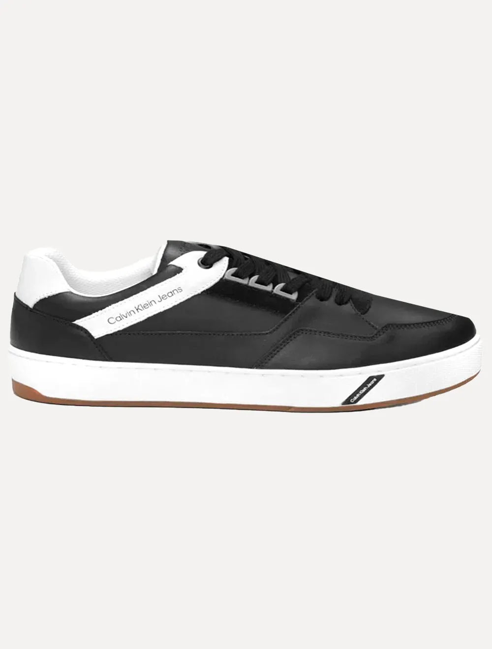 Tênis Calvin Klein Jeans Masculino Couro Sash Logo Basico Cinza/Preto