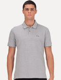 Polo Calvin Klein Masculina Piquet Slim Básica Relevo Cinza Mescla