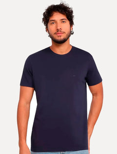 Camiseta Ellus Masculina Cotton Fine Classic Logo Azul Marinho