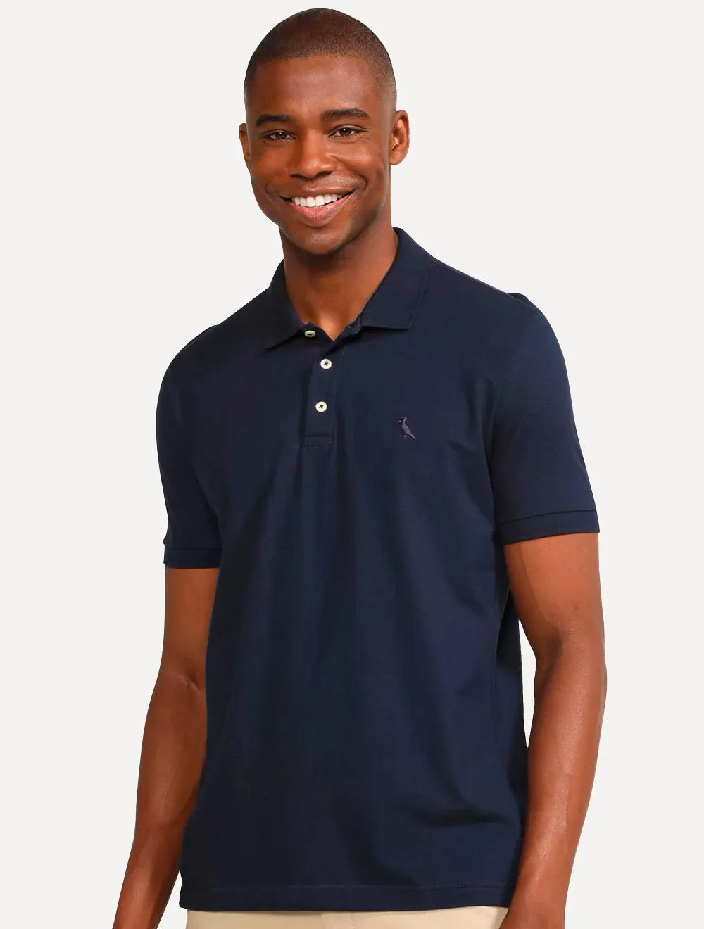 Polo Reserva Masculina Piquet Clássica Azul Marinho