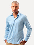 Camisa Lacoste Masculina Slim Fit Cotton Chambray Azul Claro Mescla