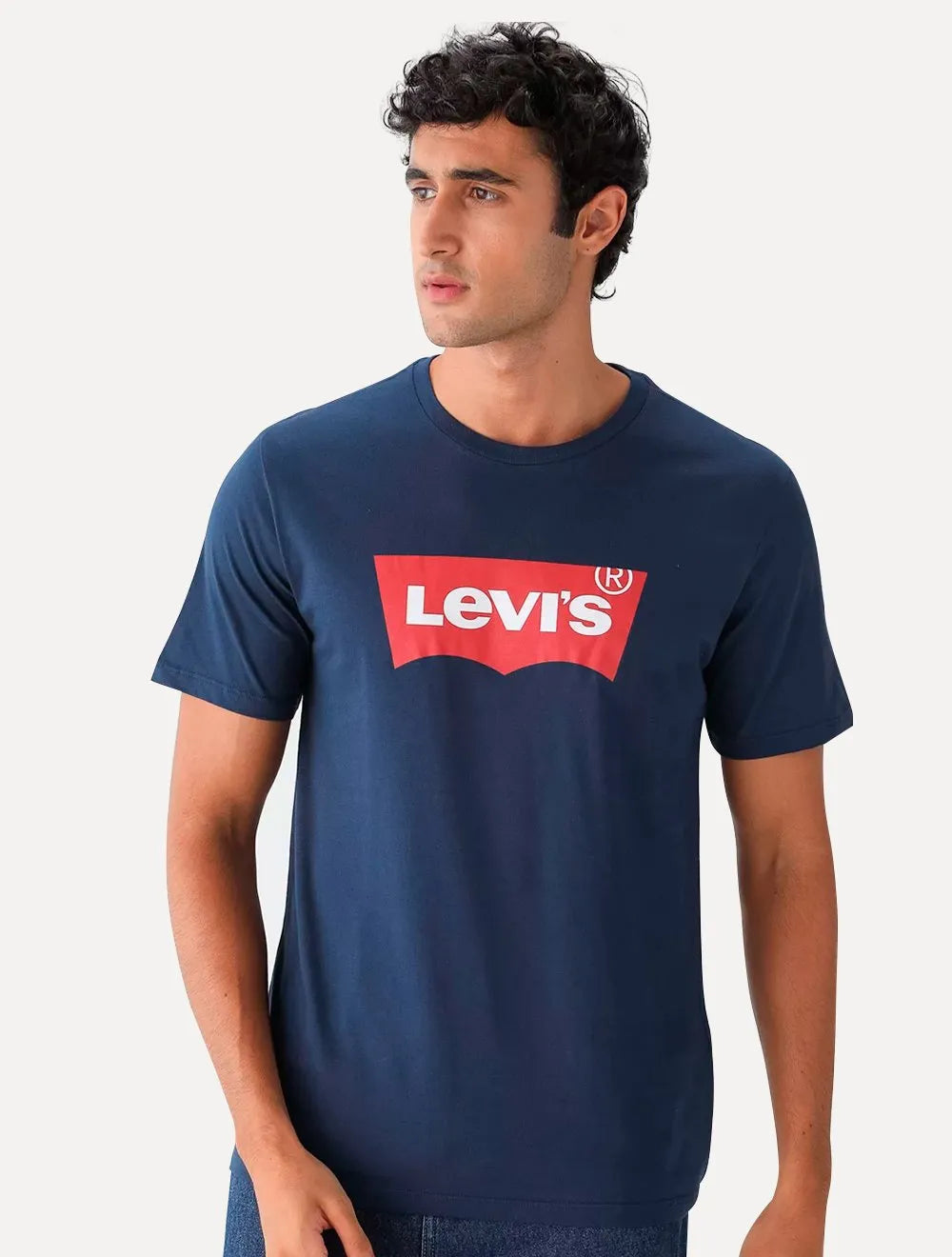 Camiseta Levis Masculina Logo Batwing Azul Marinho
