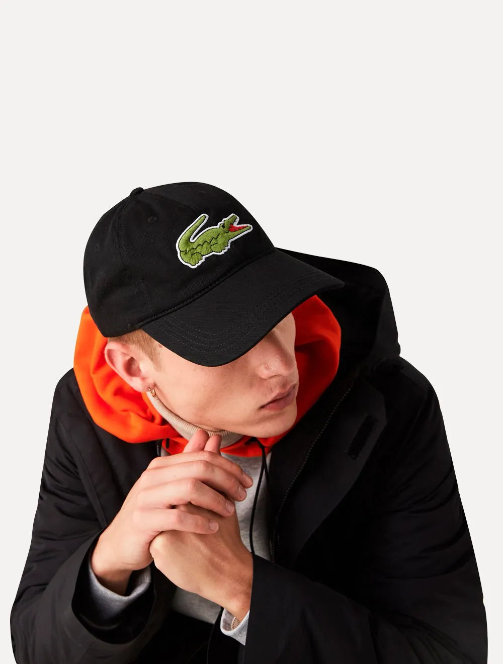 Boné Lacoste Casual Contrast Strep Big Logo Preto