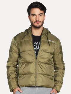 Jaqueta Calvin Klein Jeans Masculina Hoodie Matelassê Sust Logo Verde Oliva