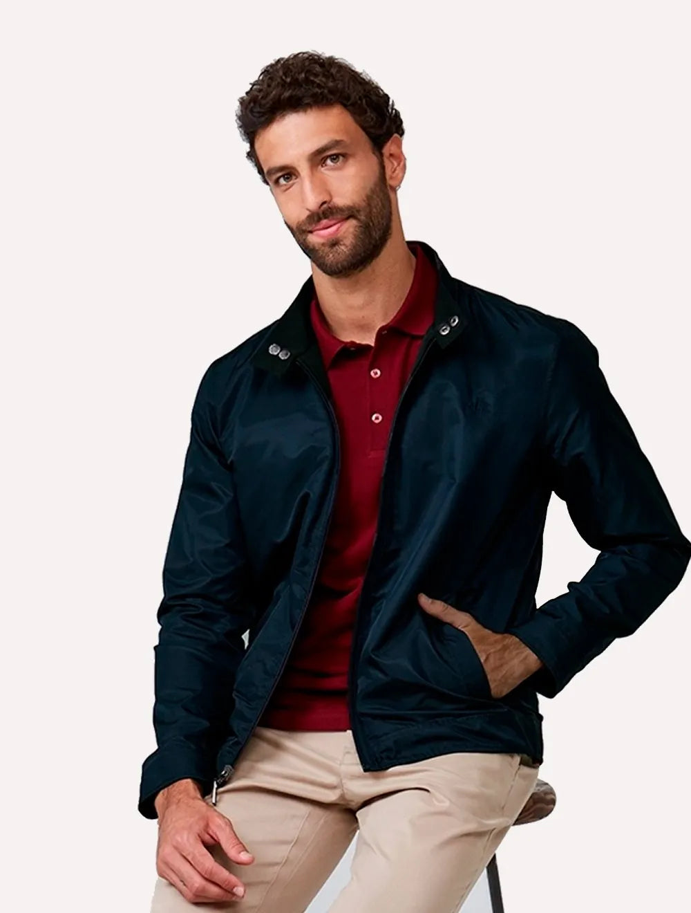 Jaqueta Dudalina Masculina Dupla Face Texturas Azul Marinho