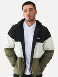 Jaqueta Aeropostale Masculina Dupla Face Nylon Colorblock Preta/Branca/Militar