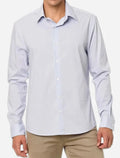 Camisa Calvin Klein Masculina Regular Fit Micro Stripes Azul Claro
