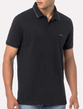 Polo Calvin Klein Masculina Piquet Regular Básica Friso Preta