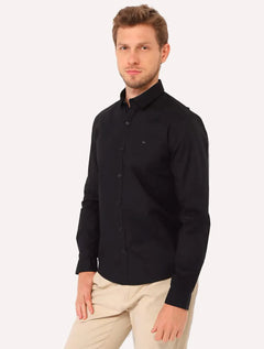 Camisa Calvin Klein Masculina Slim Fit New CKJ Logo Preta