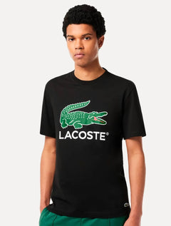 Camiseta Lacoste Masculina Jersey Croco Signature Logo Preta