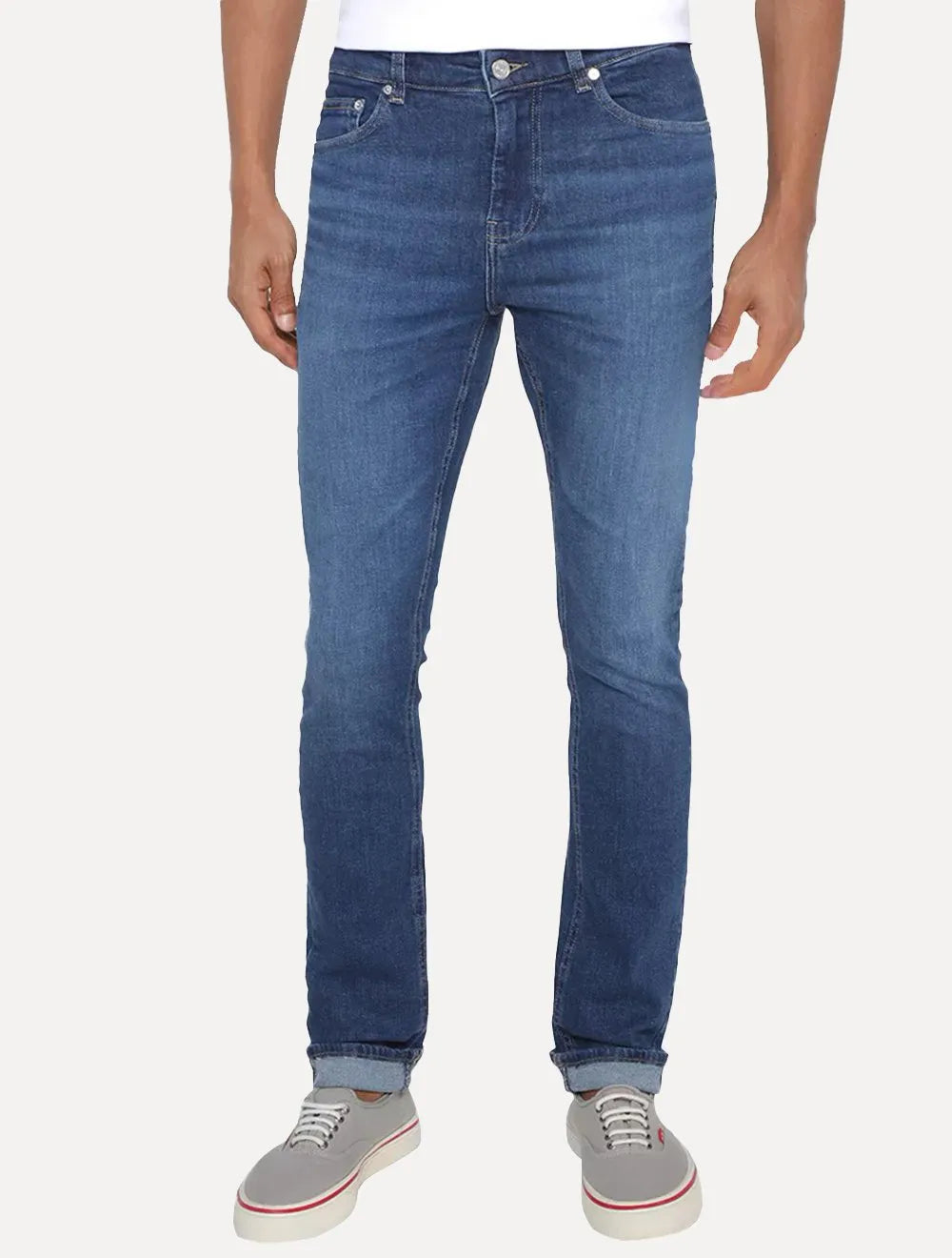 Calça Lacoste Jeans Masculina Slim Fit Cotton Denim Stretch Azul Médio