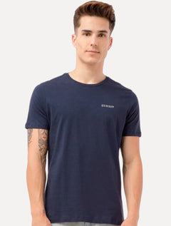 Camiseta Guess Masculina Light Small Silk Logo Azul Marinho