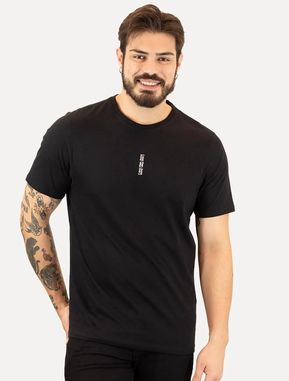 Camiseta Calvin Klein Jeans Masculina Vertical Mirror Preta