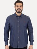 Camisa Reserva Masculina Jeans Easy Oxford Blue Denim Azul Índigo
