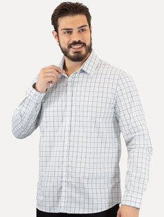 Camisa Calvin Klein Masculina Slim Fine Check Xadrez Branca