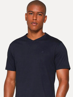 Camiseta Dudalina Masculina V-Neck Regular Blue Icon Azul Marinho