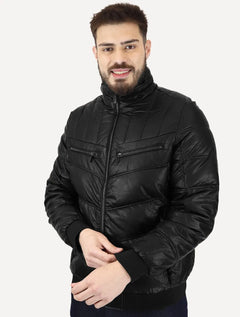 Jaqueta Victory Eagle Masculina PU Leather Bomber Zip Preta
