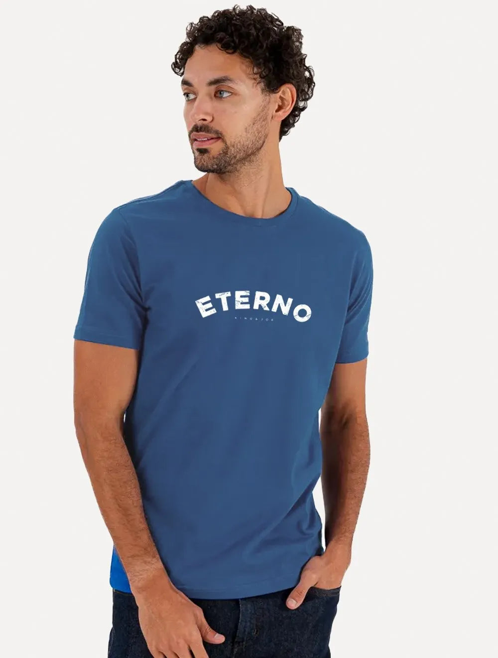 Camiseta King & Joe Masculina Slim Estonada Eterno 10 Azul Royal