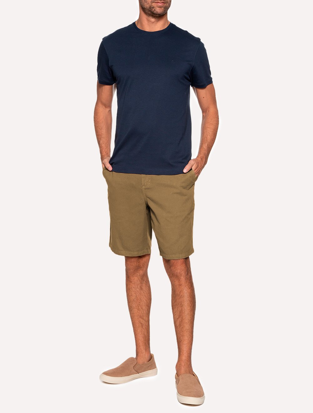 Bermuda Aramis Masculina Chino Color Basica Marrom Claro