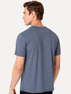 Kit Camisetas Dudalina Malha Azul Escuro Listrado e Branco