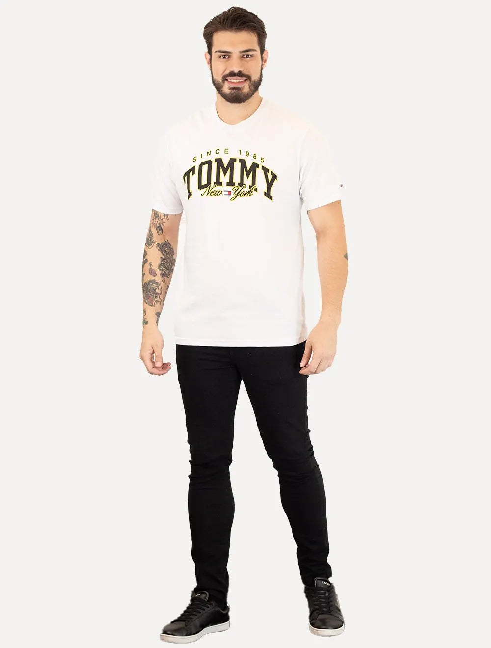 Camiseta Tommy Jeans Masculina Regular Logo Varsity New York Branca